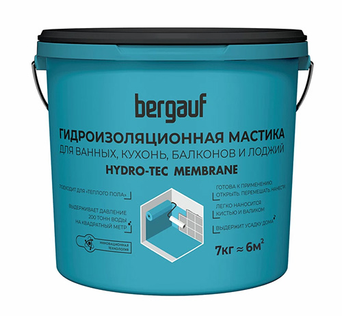 HYDRO-TEC MEMBRANE, 7 кг (6 м2), Гидроизоляционная мастика под плиточные облицовки, Bergauf